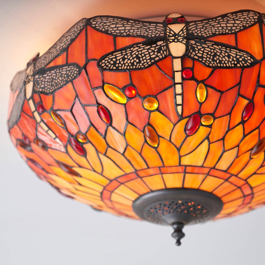 Endon 70721 - Plafoniera in stile Tiffany DRAGONFLY 2xE27/60W/230V Ø 41 cm