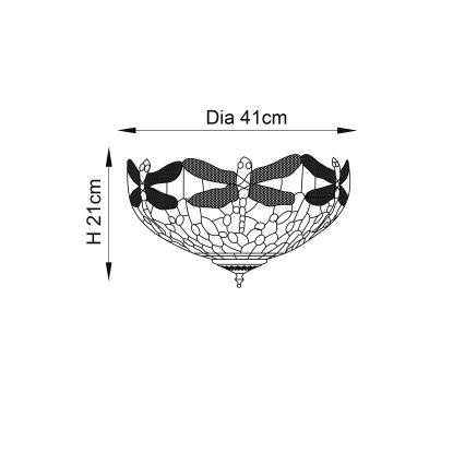 Endon 70722 - Plafoniera Tiffany DRAGONFLY 2xE27/60W/230V Ø 41 cm