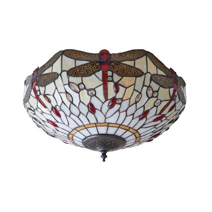 Endon 70723 - Plafoniera in stile Tiffany DRAGONFLY 2xE27/60W/230V Ø 41 cm