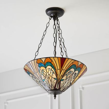 Endon 70750 - Lampadario a catena in stile Tiffany HECTOR 3xE27/60W/230V Ø 40 cm