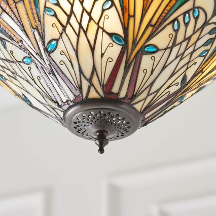 Endon 70750 - Lampadario a catena in stile Tiffany HECTOR 3xE27/60W/230V Ø 40 cm
