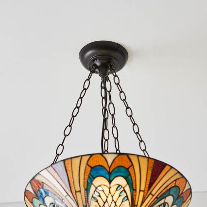 Endon 70750 - Lampadario a catena in stile Tiffany HECTOR 3xE27/60W/230V Ø 40 cm