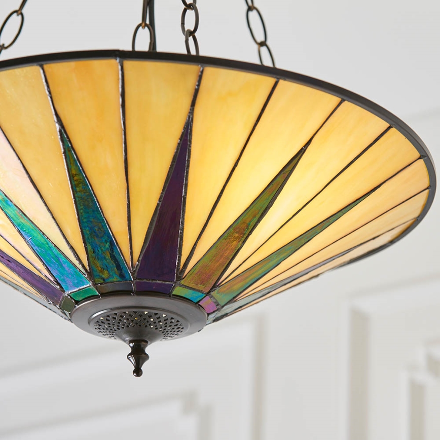 Endon 70754 - Lampadario a catena Tiffany DARK STAR 3xE27/60W/230V diam. 49 cm