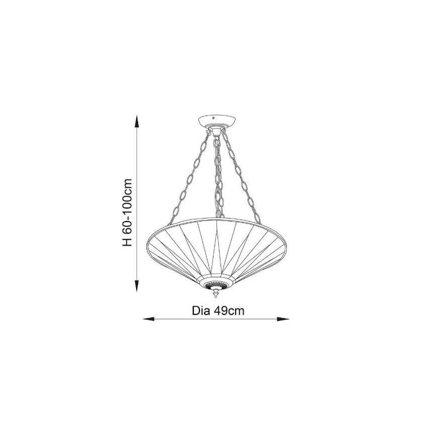 Endon 70754 - Lampadario a catena Tiffany DARK STAR 3xE27/60W/230V diam. 49 cm
