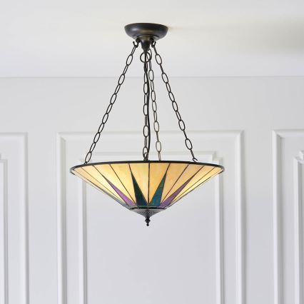 Endon 70754 - Lampadario a sospensione con catena DARK STAR 3xE27/60W/230V diametro 49 cm