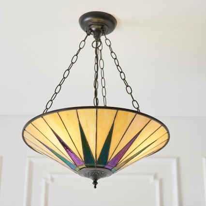 Endon 70754 - Lampadario a sospensione con catena DARK STAR 3xE27/60W/230V diametro 49 cm