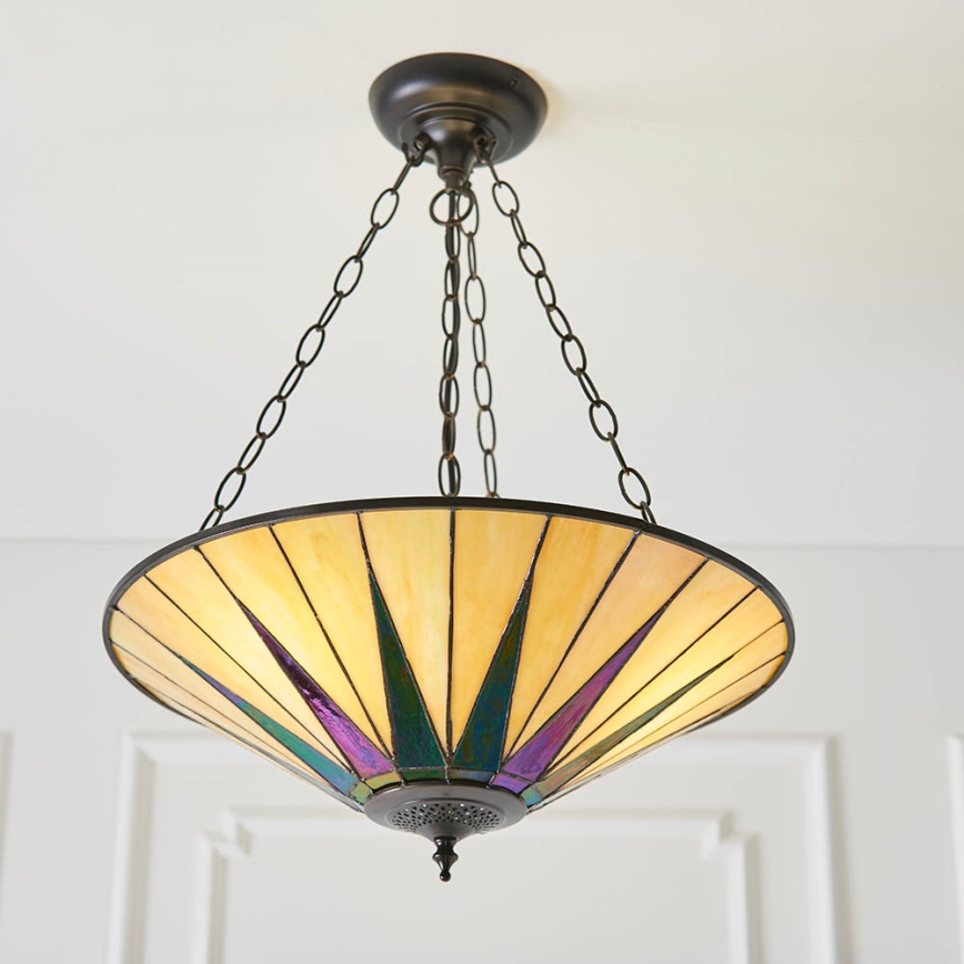 Endon 70754 - Lampadario a sospensione con catena DARK STAR 3xE27/60W/230V diametro 49 cm