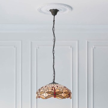Endon 70824 - Lampadario a catena Tiffany DRAGONFLY 3xE27/60W/230V Ø 41 cm