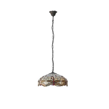 Endon 70824 - Lampadario a catena Tiffany DRAGONFLY 3xE27/60W/230V Ø 41 cm