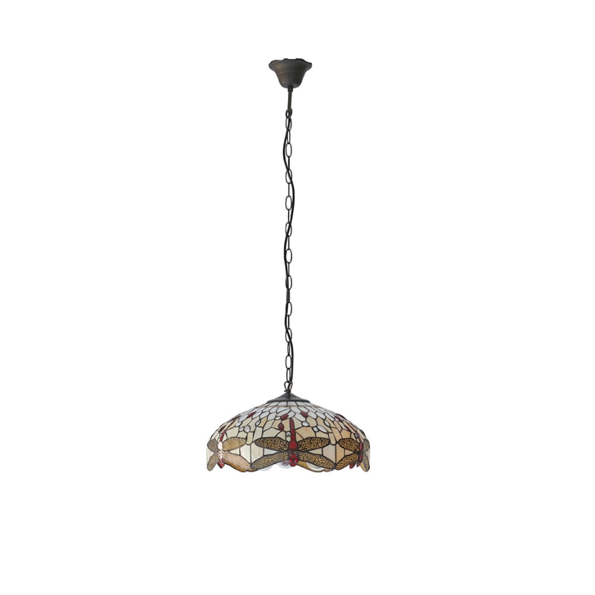 Endon 70824 - Lampadario a catena Tiffany DRAGONFLY 3xE27/60W/230V Ø 41 cm