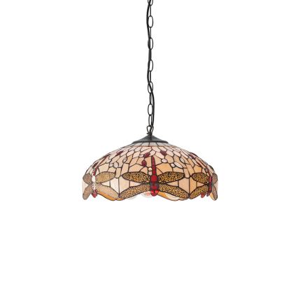 Endon 70824 - Lampadario a catena Tiffany DRAGONFLY 3xE27/60W/230V Ø 41 cm