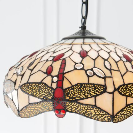 Endon 70824 - Lampadario a catena Tiffany DRAGONFLY 3xE27/60W/230V Ø 41 cm