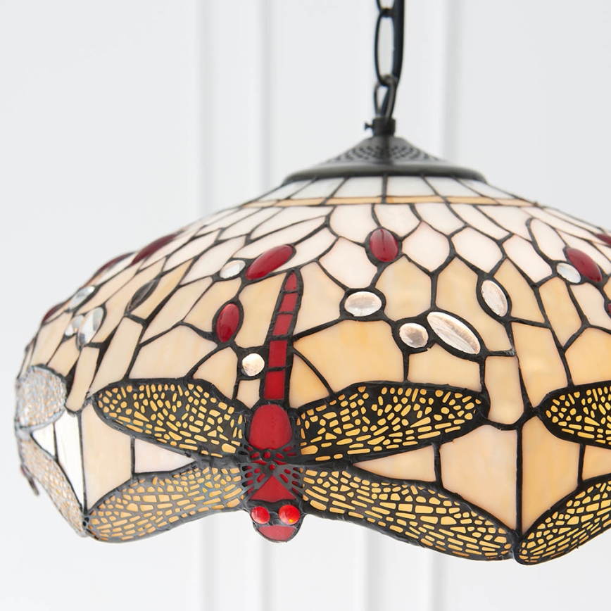 Endon 70824 - Lampadario a catena Tiffany DRAGONFLY 3xE27/60W/230V Ø 41 cm