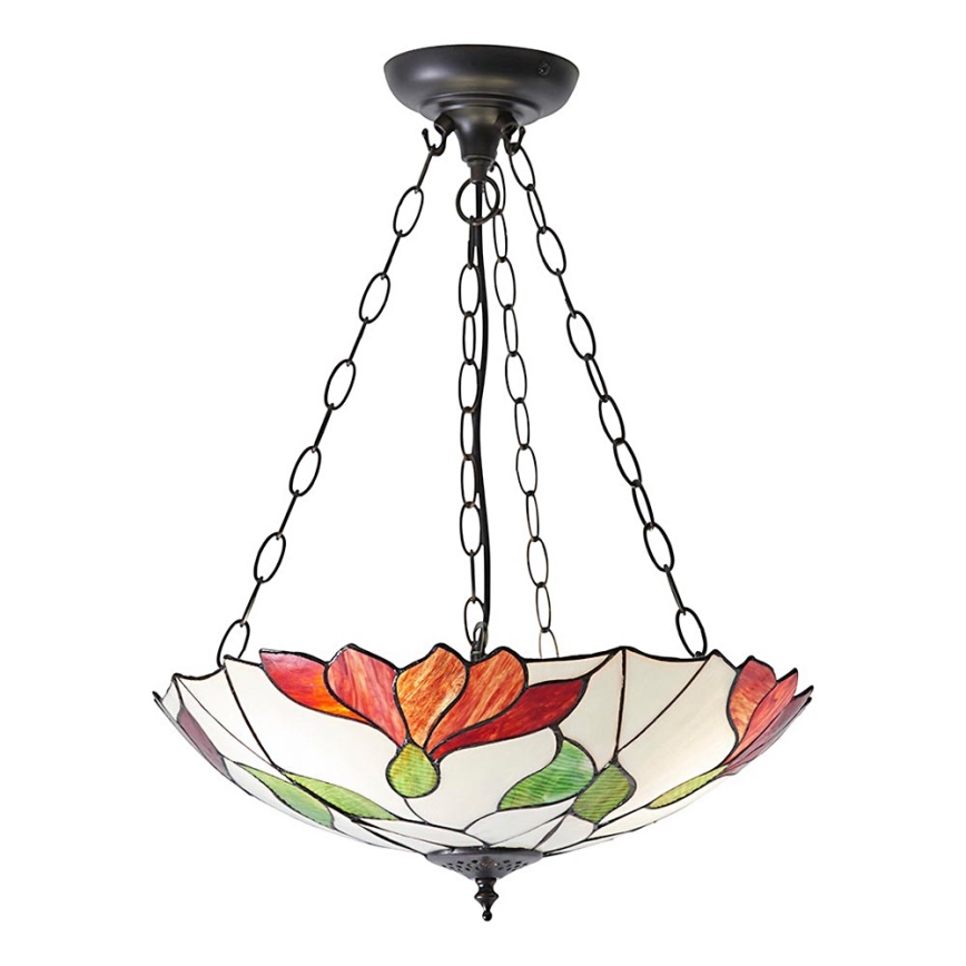 Endon 70946 - Lampadario a catena Tiffany BOTANICA 3xE27/60W/230V Ø 45 cm