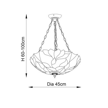 Endon 70946 - Lampadario a catena Tiffany BOTANICA 3xE27/60W/230V Ø 45 cm