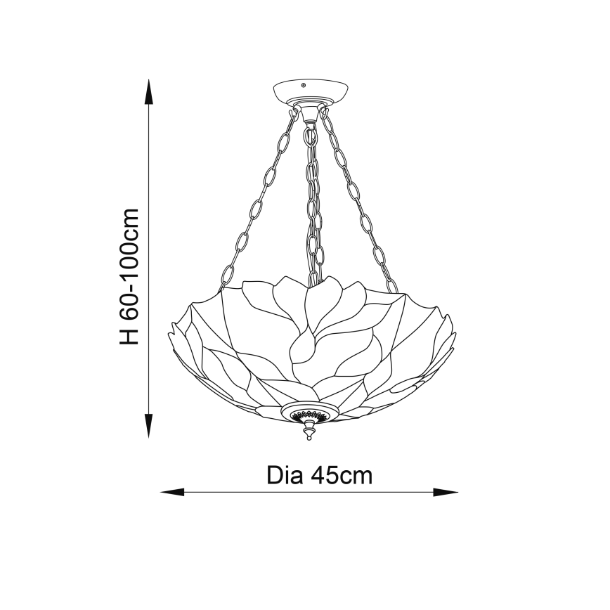 Endon 70946 - Lampadario a catena Tiffany BOTANICA 3xE27/60W/230V Ø 45 cm