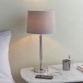 Endon 72175 - Lampada da tavolo con porta USB SYON 1xE14/40W/230V cromo lucido/beige