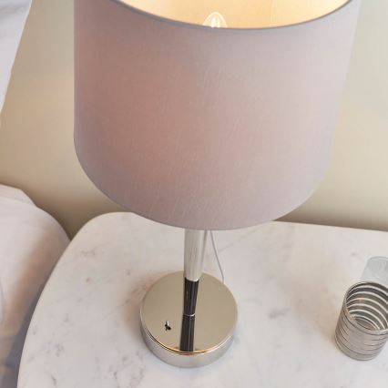Endon 72175 - Lampada da tavolo con porta USB SYON 1xE14/40W/230V cromo lucido/beige