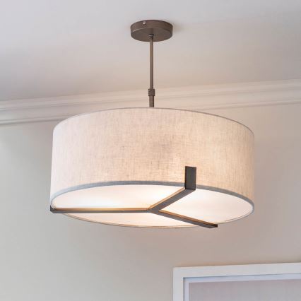 Endon 72635 - Lampadario a sospensione con supporto rigido HAYFIELD 3xE27/40W/230V cromo opaco/grigio