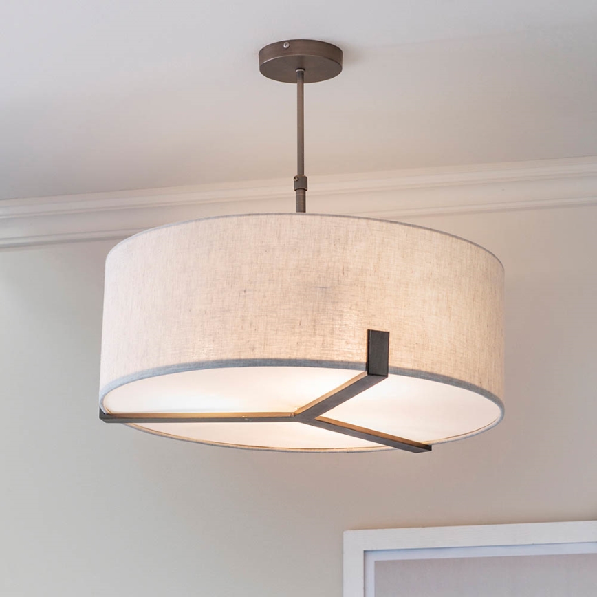 Endon 72635 - Lampadario a sospensione con supporto rigido HAYFIELD 3xE27/40W/230V cromo opaco/grigio