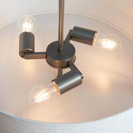 Endon 72635 - Lampadario a sospensione con supporto rigido HAYFIELD 3xE27/40W/230V cromo opaco/grigio
