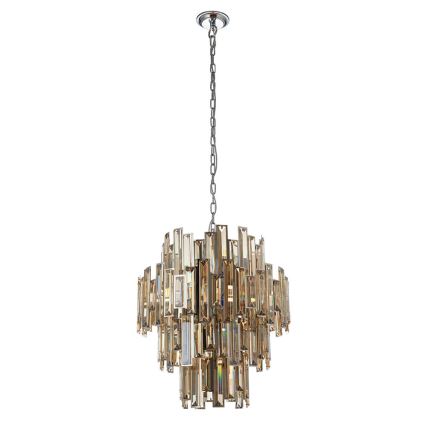 Endon 72744 - Lampadario a catena in cristallo VIVIANA 12xE14/40W/230V cromo lucido/fumo