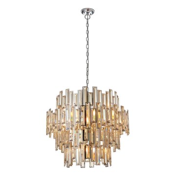Endon 72746 - Lampadario a cristallo con catena VIVIANA 15xE14/40W/230V, fumé