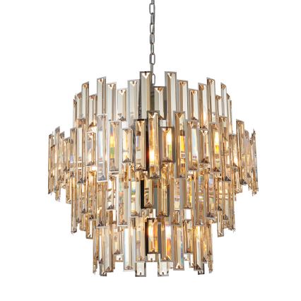 Endon 72746 - Lampadario a cristallo con catena VIVIANA 15xE14/40W/230V, fumé
