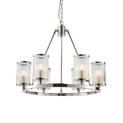 Endon 74128 - Lampadario a sospensione con catena EASTON 6xE14/6W/230V cromo lucido