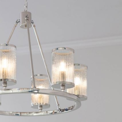 Endon 74128 - Lampadario a sospensione con catena EASTON 6xE14/6W/230V cromo lucido