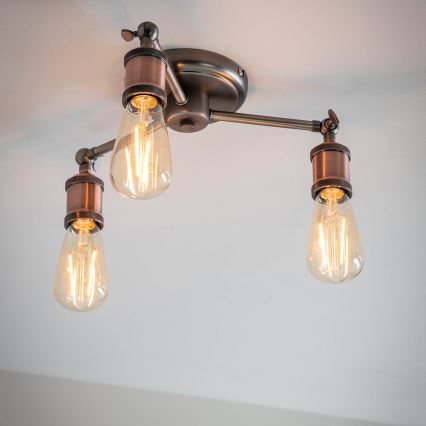 Endon 76124 - Faretto HAL 3xE27/10W/230V, cromo opaco/ramato