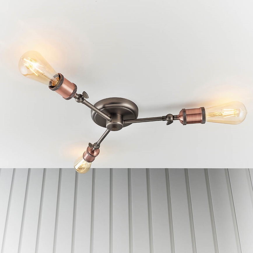 Endon 76124 - Faretto HAL 3xE27/10W/230V, cromo opaco/ramato