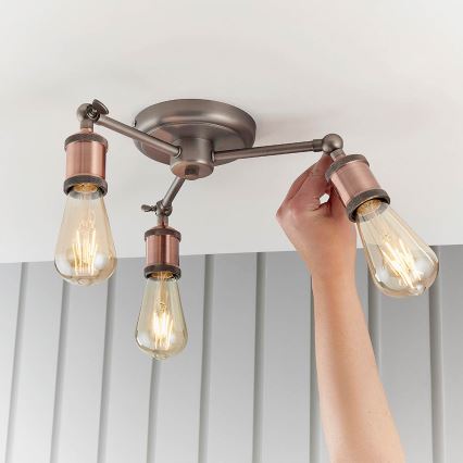Endon 76124 - Faretto HAL 3xE27/10W/230V, cromo opaco/ramato