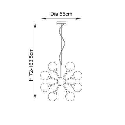 Endon 76499 - Lampadario sospeso su cavo OSCAR 28xG9/18W/230V oro