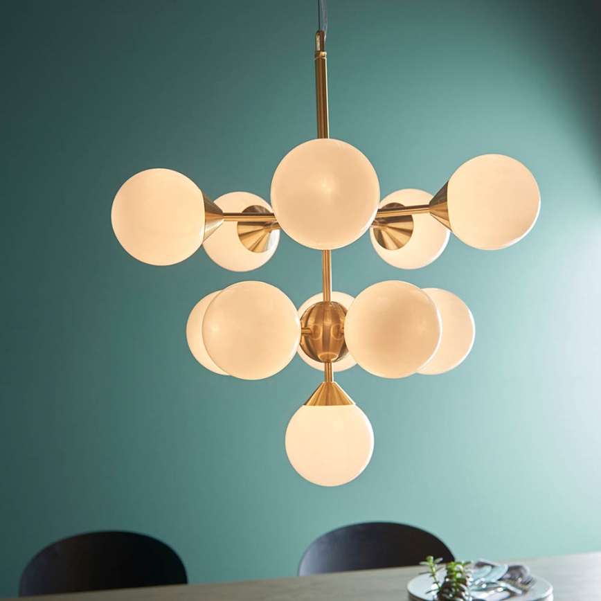 Endon 76500 - Lampadario a sospensione con filo OSCAR 11xG9/18W/230V ottone