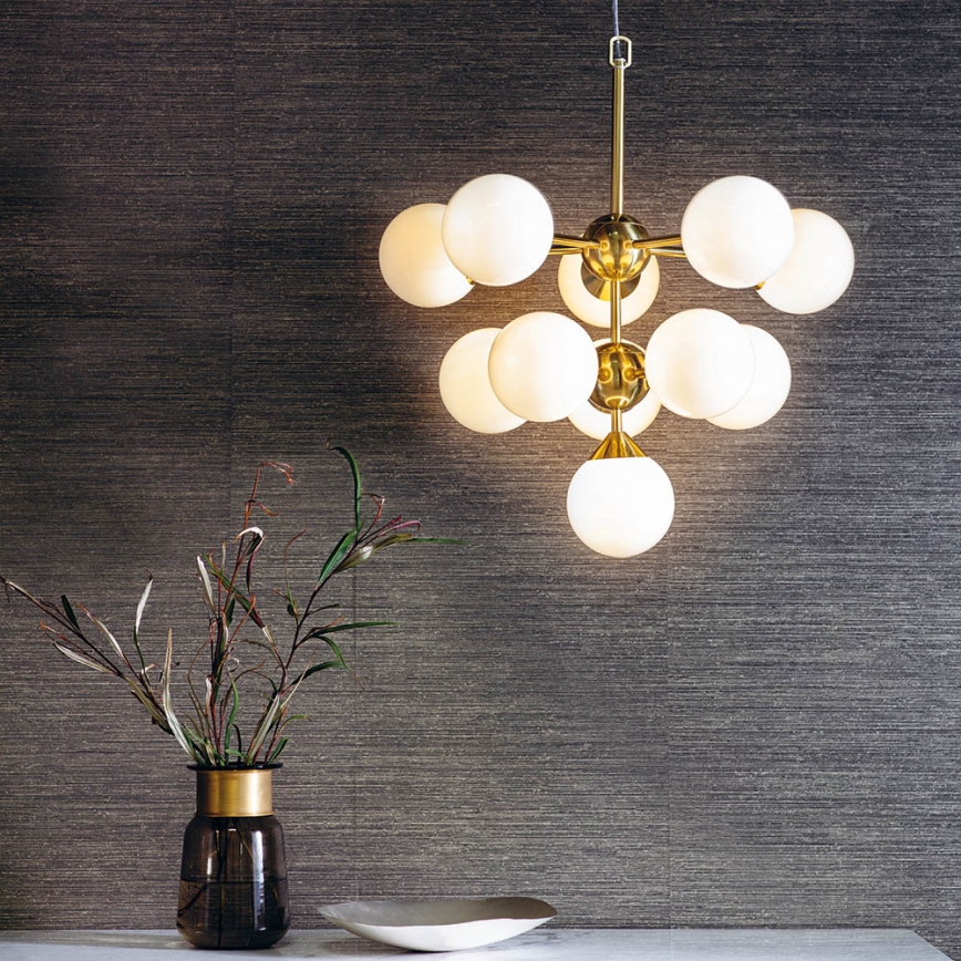 Endon 76500 - Lampadario a sospensione con filo OSCAR 11xG9/18W/230V ottone