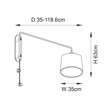 Endon 79380 - Lampada da parete CARLSON 1xE27/40W/230V grigia/nera