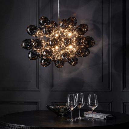 Endon 80124 - Lampadario a sospensione con filo INFINITY 8xG9/28W/230V nero/fumé