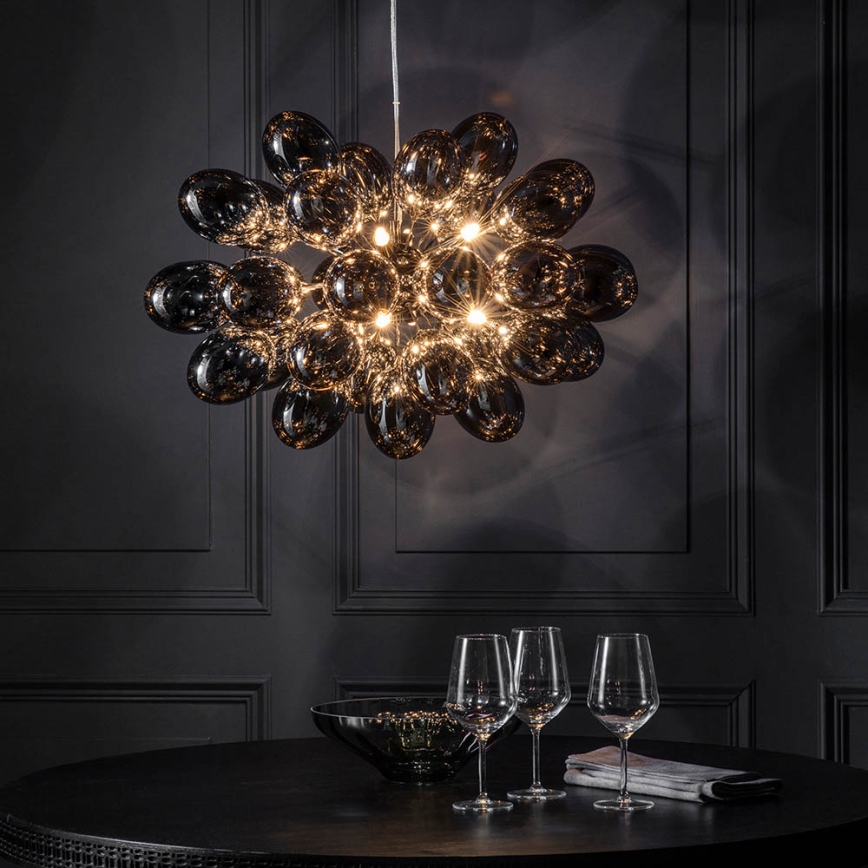 Endon 80124 - Lampadario a sospensione con filo INFINITY 8xG9/28W/230V nero/fumé