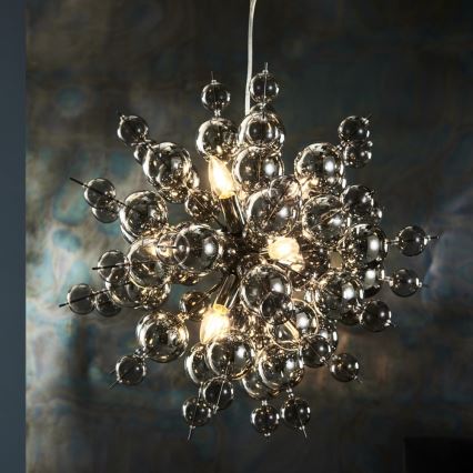 Endon 81583 - Lampadario a cavo JOULES 9xE14/7W/230V cromo lucido/fumé