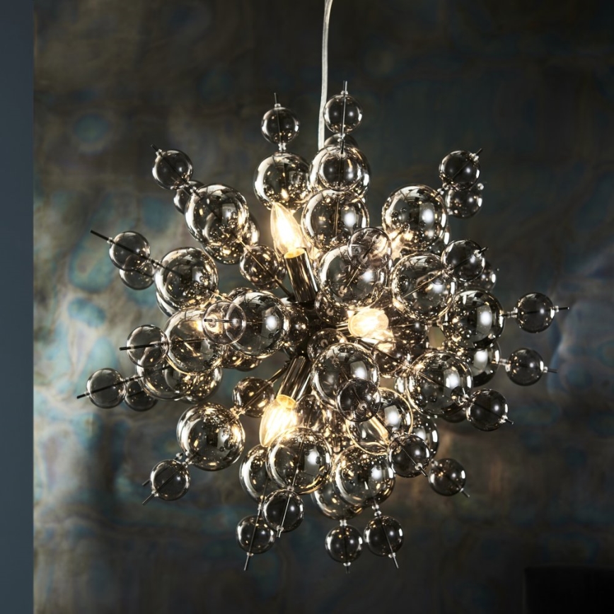 Endon 81583 - Lampadario a cavo JOULES 9xE14/7W/230V cromo lucido/fumé