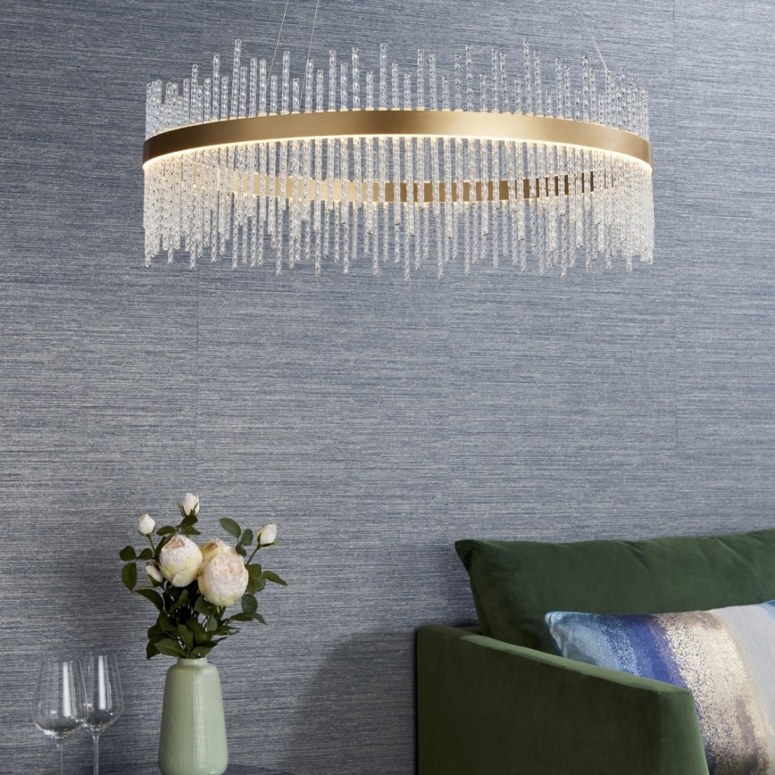 Endon 81908 - Lampadario a sospensione con filo LED dimmerabile ADRIEL LED/58W/230V 3000K diametro 70 cm oro/limpido
