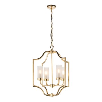 Endon 81914 - Lampadario a catena EDREA 4xE14/6W/230V ottone