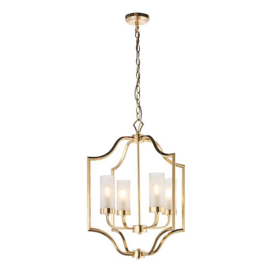 Endon 81914 - Lampadario a catena EDREA 4xE14/6W/230V ottone