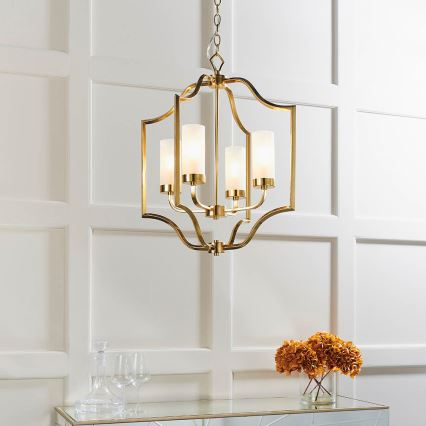 Endon 81914 - Lampadario a catena EDREA 4xE14/6W/230V ottone