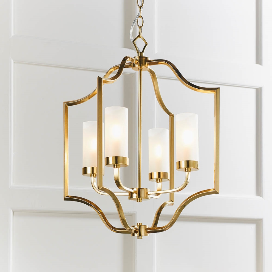 Endon 81914 - Lampadario a catena EDREA 4xE14/6W/230V ottone
