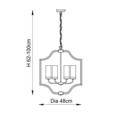 Endon 81914 - Lampadario a catena EDREA 4xE14/6W/230V ottone