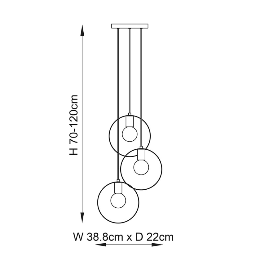 Endon 81922 - Lampadario a sospensione HOOP su cavo 3xE27/40W/230V dorato/ramato/cromo satinato