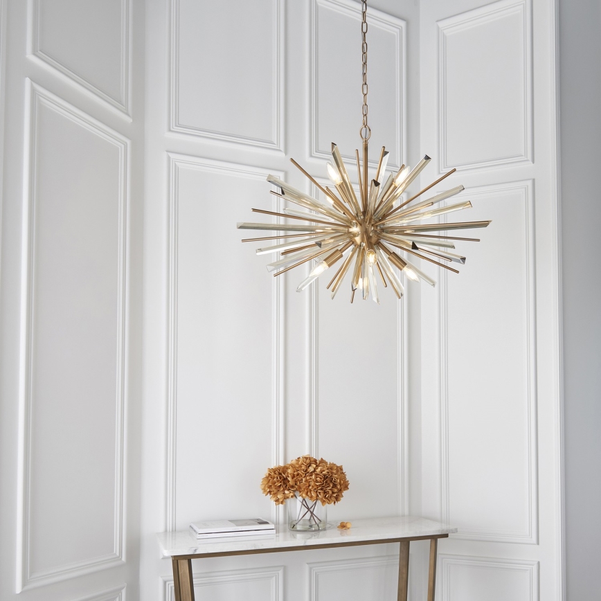 Endon 81935 - Lampadario a catena 8xE14/40W/230V, finitura dorata