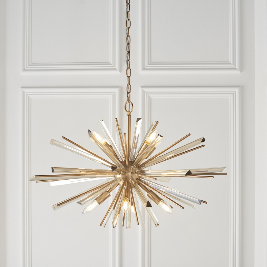 Endon 81935 - Lampadario a catena 8xE14/40W/230V, finitura dorata